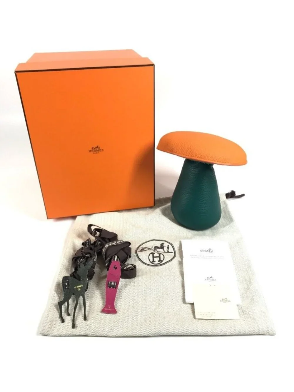 Hermes Object Paperweight Mushroom GM Leather Orange
